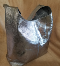 Italian Leather Silver Oversized Bag 202//222